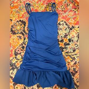Elegant Blue Ruched Dress